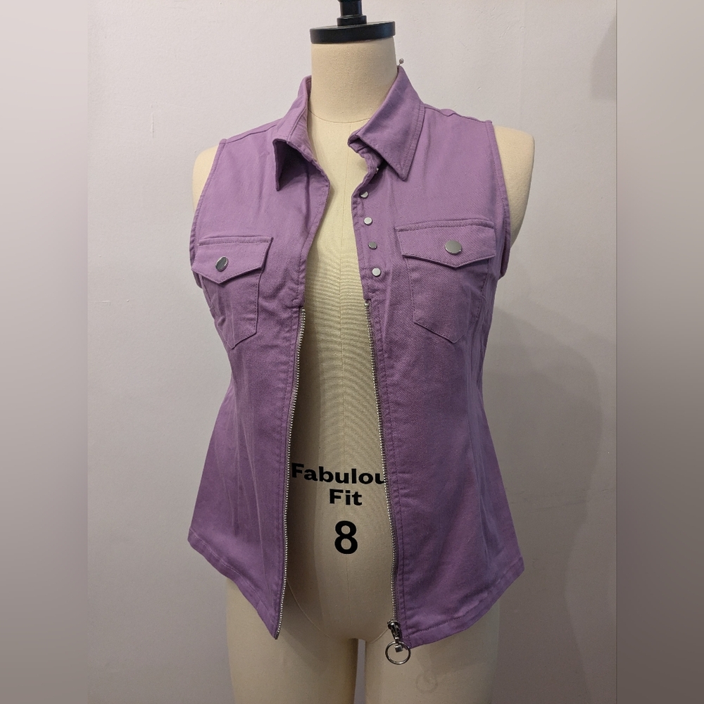 Purple Sleeveless Denim Vest